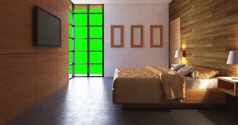 4k. Interior design of big modern Bedroom. Stock Footage 73259690