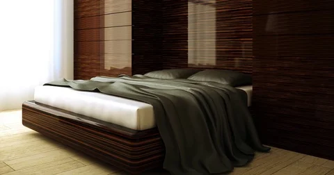 4k. interior of modern bedroom. Stock Footage 73259688