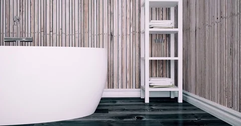 4k. Interior View Of Beautiful Luxury Bathroom Stock Footage 73632604