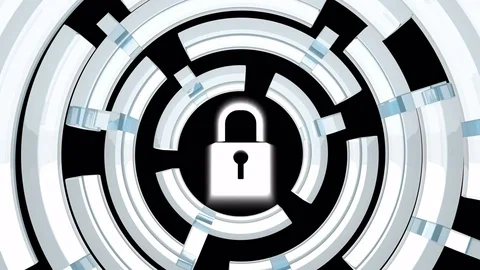 4k internet connection tunnel with Digital Padlock Cyber Security at the center Stock Footage 69786817