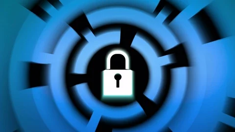 4k internet connection tunnel with Digital Padlock Cyber Security at the center Stock Footage 69786961