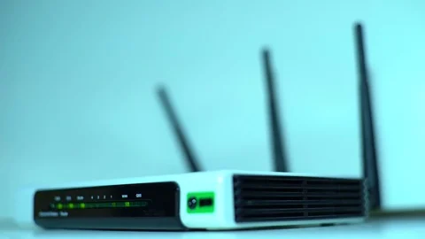 4K Internet Router Wireless Lights Blinking Stock Footage 75613922