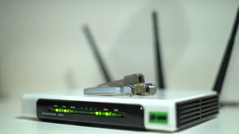 4K Internet Router Wireless Lights Blinking Stock Footage 75614006