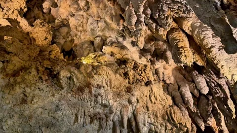 4K Intricate Limestone Cave Formations and Stalactites at Cave Okinawa, Japan Stock Footage 345372039