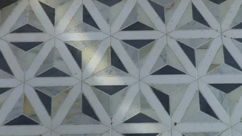 4K Intricate Triangular White Blue and Gray Tile Mosaic Stock Footage 111277241