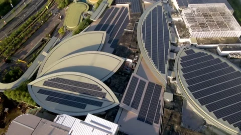 4K IOI city Mall Footage of solar panel on top of the roof. Stock Footage
