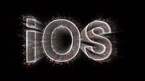 4k IOS word Apple mobile operating system ios,Matrix binary computer code text. Stock Footage 111637537