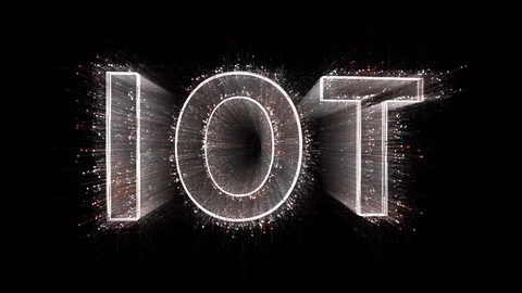 4k IOT Internet of Things word company brand logo,Matrix binary computer code. Stock Footage 113599763