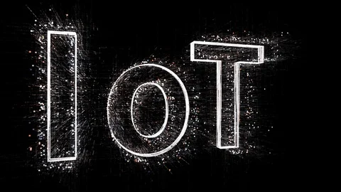 4k IoT Internet of Things word company brand logo,Matrix binary computer code. Stock Footage 114163675