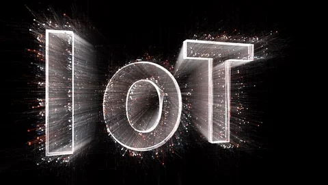4k IoT Internet of Things word company brand logo,Matrix binary computer code. Stock Footage 114163835