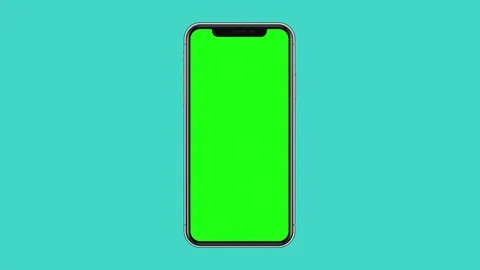 4K iPhone X Blank Green Screen Smart Phone Isolated on Turquoise Blue Background Stock Footage 83116834