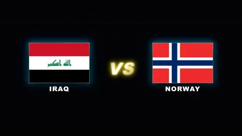 4K Iraq vs Norway Flags Soccer Matchday Scoreboard Video Overlay Stock Footage 336648275