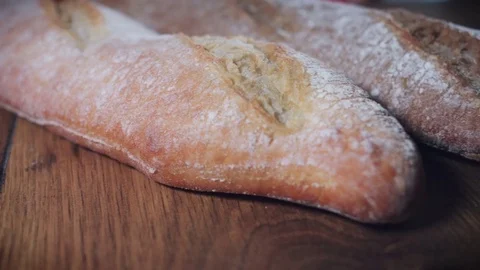 4K Italian Rustic Bread for Bruschetta Stock Footage 78012625