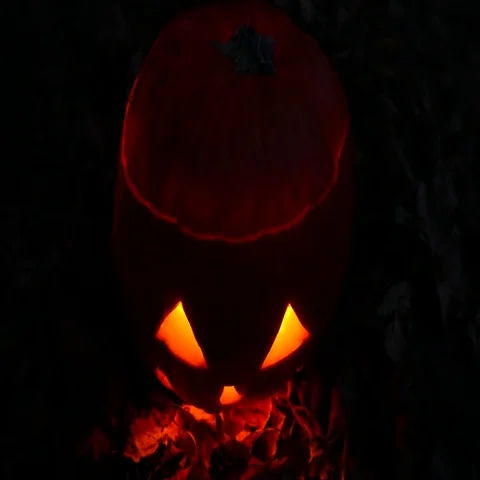 4K Jack o Lantern Halloween Pumpkin Head at Night 3 Stock Footage 69394883