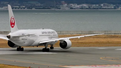 4K JAL Boeing 787-8 JA835J Lineup at Kansai International Airport Japan 库存影片 341383486
