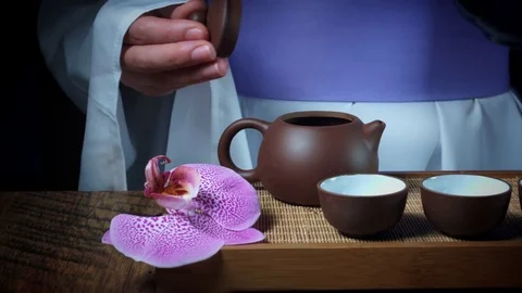 4k Japanese Tea Ceremony, Adding Hot Water Stock Footage 76827904
