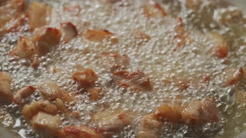 4k jelly Pork fried with fish sauce on pan Stock Footage