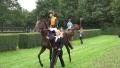 4k Jockeys and racing horses leaded by staff to the course 4k or 4k+ Resolution