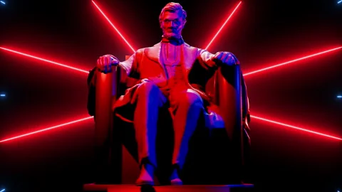 4K - July 4th - Lincoln - 3D - Red Blue - Neon Stock Footage 272166447