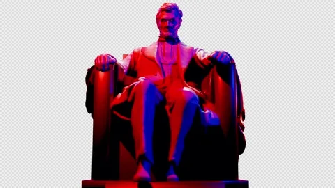 4K - July 4th - Lincoln - 3D - Red Blue - Alpha Stock Footage 272167829