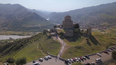 4K Jvari Monastery to Mtskheta Rivers view Stock Footage 115606372