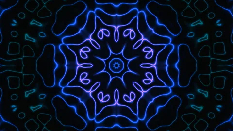 4K Kaleidoscope Loop - Glowing Blue Hypnotic Motion Background Stock Footage 304272549
