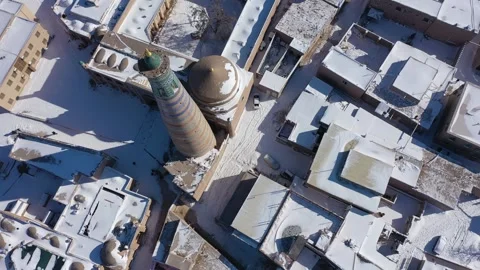 4K Khiva winter, drone shot Stock Footage 345812404