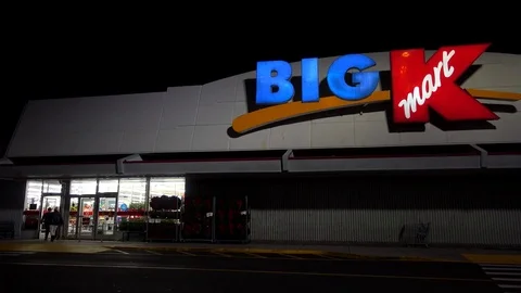 4K Kmart retail storefront customer entrance 스톡 동영상 69896533