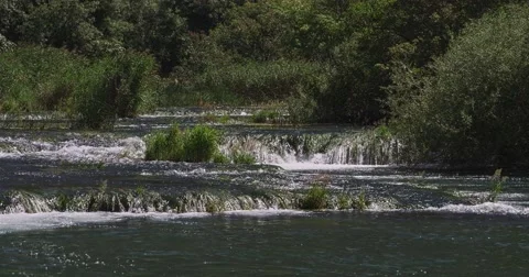 4K Krka river cascade Stock Footage 46028035
