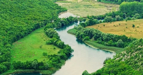 4K Krka river meadows Stock Footage 41711998