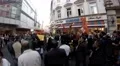 4k Kurd demo peaceful walking people in city center pan 4k or 4k+ Resolution