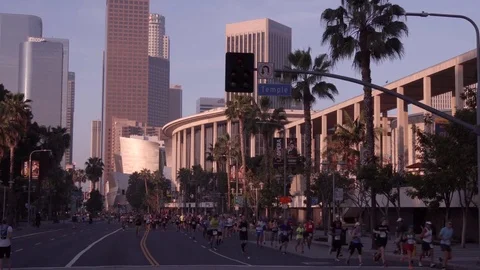 4K LA Marathon Stock Footage 76222120