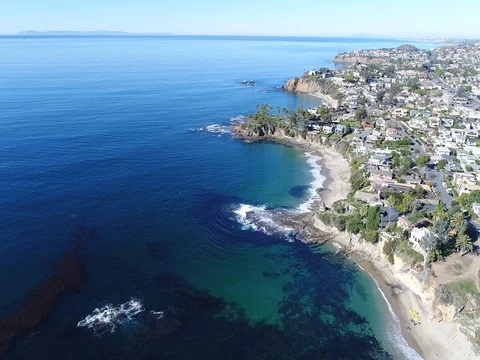 4K Laguna Beach - Flying North Stock Footage 70890004