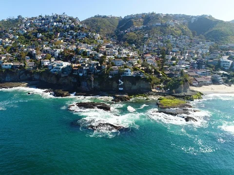 4K Laguna Beach - Still view of the Laguna Beach Coastline Stock Footage 75212895