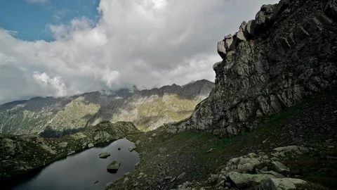 4k Lake deep in Mountains Panoramic Timelapse Stock-Footage 87283530