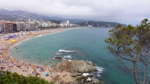 4K Landscape Costa Brava Lloret de Mar beach Spain Catalonia. 스톡 동영상 106565747