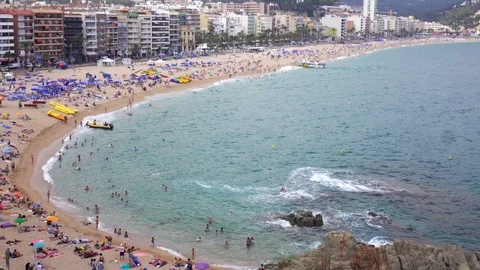 4K Landscape Costa Brava Lloret de Mar beach Spain Catalonia. Video stock 106565841
