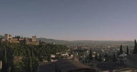 4k landscape of Spain, Granada of La Alhambra palace at summer in slow motion Stock Footage 54198426