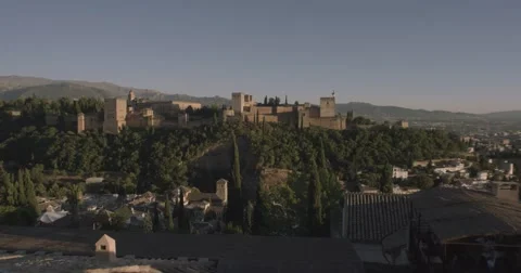 4k landscape of Spain, Granada of La Alhambra palace at summer in slow motion Stock Footage 54198580