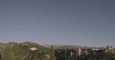 4k landscape of Spain, Granada of La Alhambra palace at summer in slow motion Stock Footage 54199746