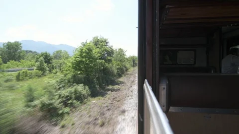 4K landscape through the window of moving train Video stock 90811812