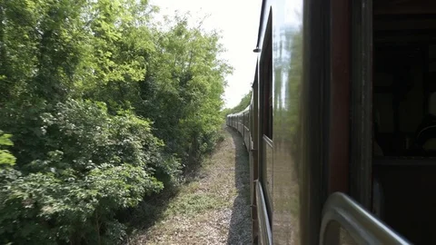 4K landscape through the window of moving train Stock Footage 90817451