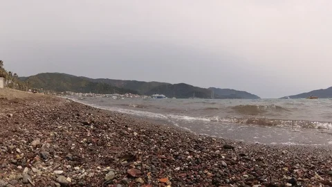 4K Landscape view of the beach. Beach and sea landscape. Video stock 107381554