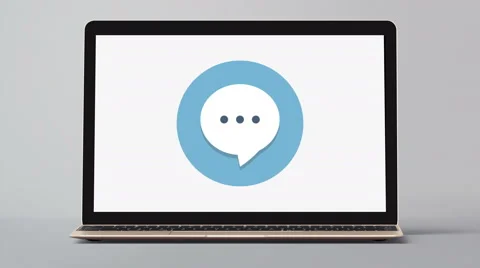 4k - Laptop with chat bubble symbol logo icon sign Stock Footage 68984838
