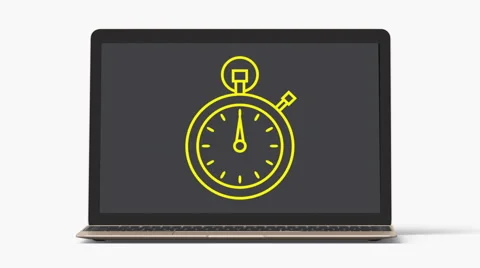 4k - Laptop with chronometer symbol Stock Footage 62847671