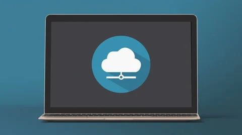 4k - Laptop with cloud icon symbol Stock Footage 62843577