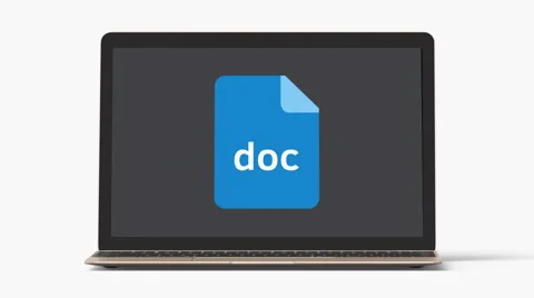 4k - Laptop with DOC file icon extension Stock Footage 62846640