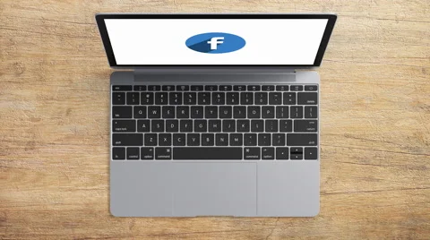 4K - Laptop with facebook logo top view Stock Footage 62391815