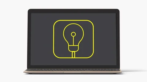 4k - Laptop with light bulb idea symbol Stock Footage 62847001