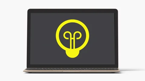 4k - Laptop with light bulb idea symbol Video stock 62847670
